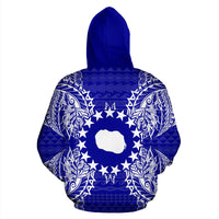 Cook Islands Polynesian All Over Zip up Hoodie Map Blue - Polynesian Pride