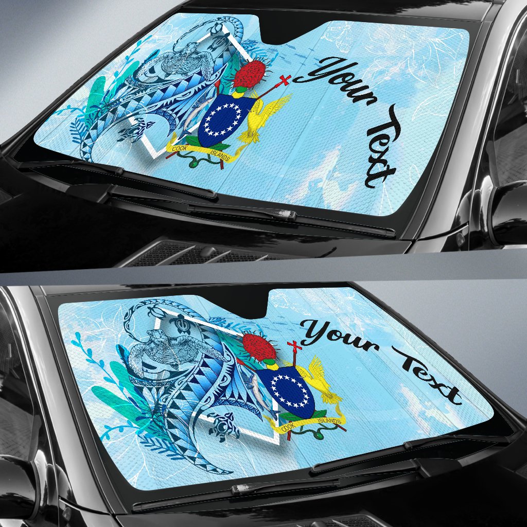 Cook Islands Auto Sun Shades - Custom Personalised Polynesian Turtle Under The Sea - Polynesian Pride