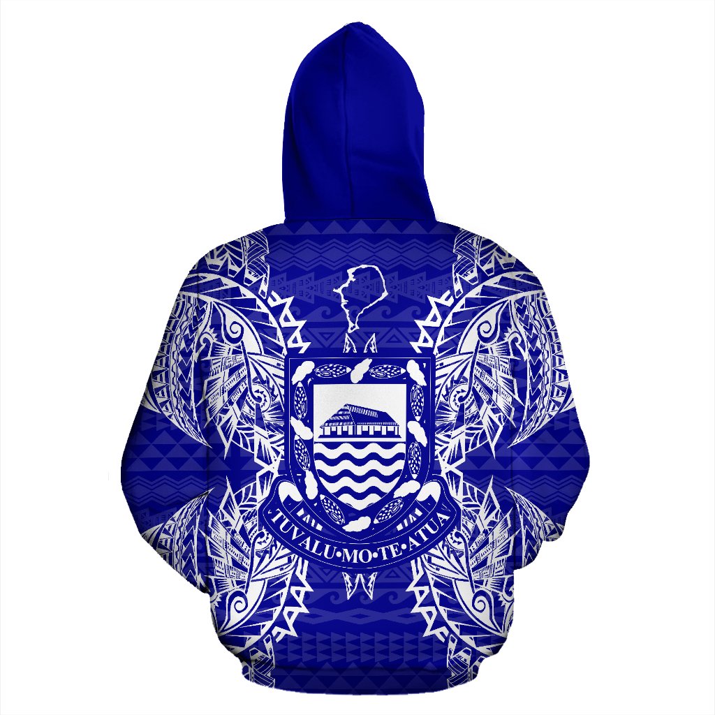 Tuvalu Polynesian All Over Zip up Hoodie Map Blue - Polynesian Pride