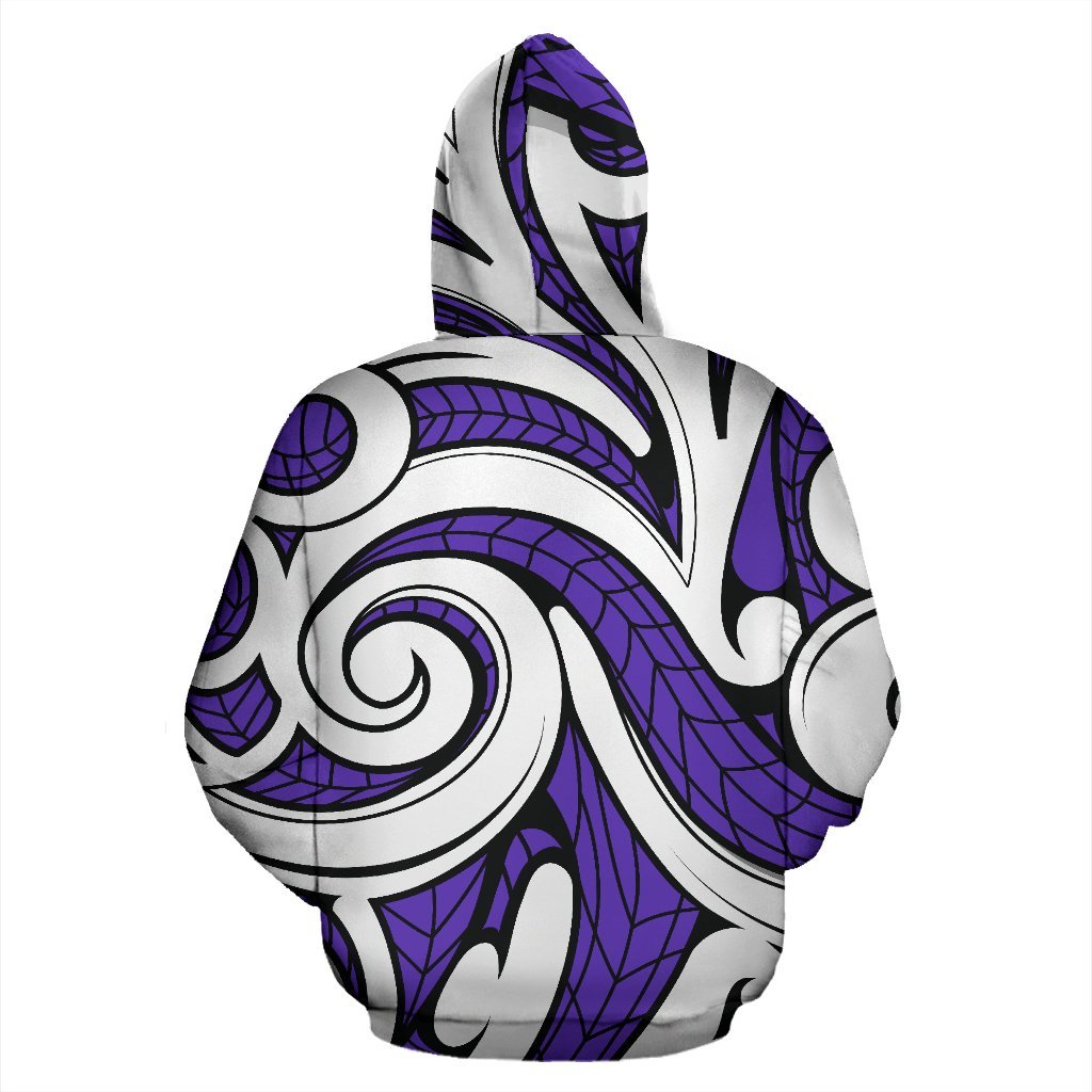 Hawaii Hoodie Polynesian Maori Ethnic Ornament Violet Pullover - Polynesian Pride