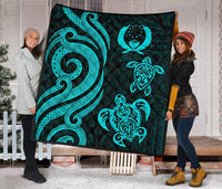 Pohnpei Premium Quilt - Turquoise Tentacle Turtle - Polynesian Pride