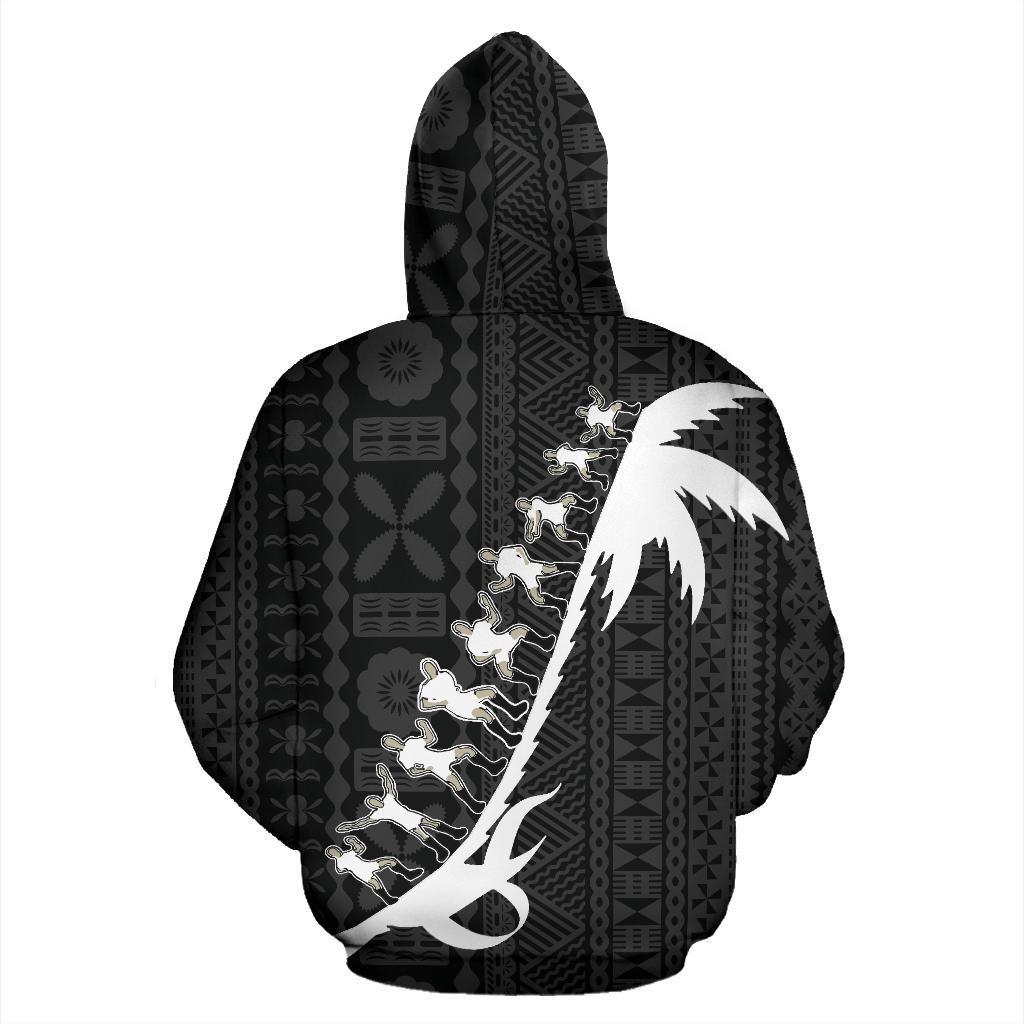 Fiji Cibi Zip up Hoodie Fiji Coat of Arms Black - Polynesian Pride