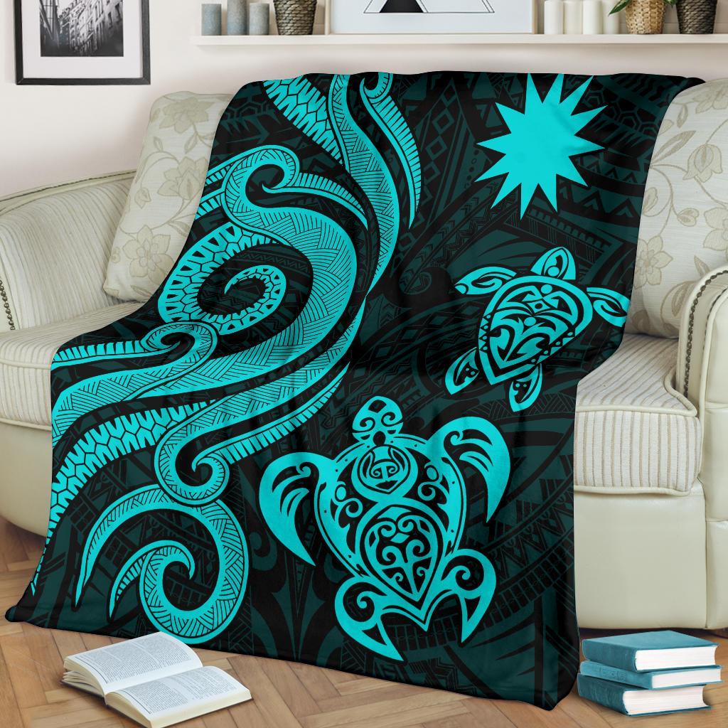 Nauru Premium Blanket - Turquoise Tentacle Turtle - Polynesian Pride