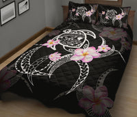 Turtle Swim Poly Black Quilt Bed Set - Polynesian Pride