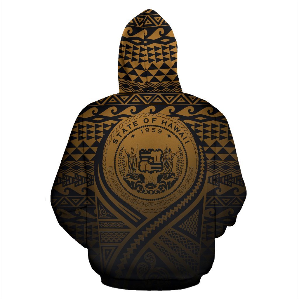 Hawaii All Over Hoodie Lift up Gold - Polynesian Pride