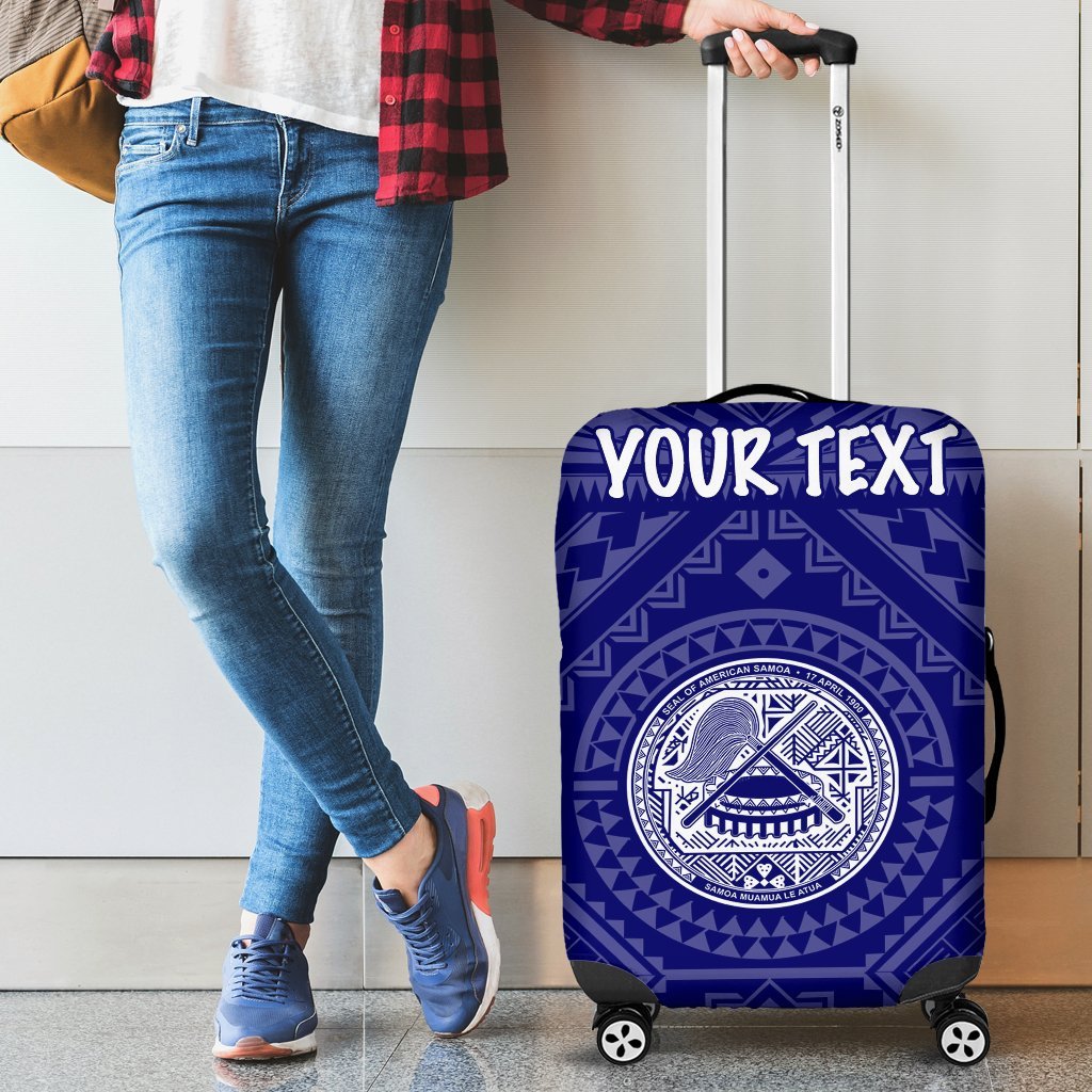 American Samoa Personalised Luggage Covers - Seal In Polynesian Tattoo Style ( Blue) Blue - Polynesian Pride