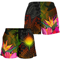Marshall Islands Polynesian Women's Shorts - Hibiscus and Banana Leaves - Polynesian Pride