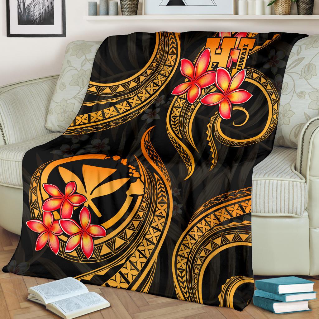 Polynesian Hawaii Premium Blanket - Gold Plumeria - Polynesian Pride