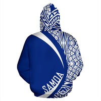Samoa Polynesian Hoodie Circle Style White Blue Color - Polynesian Pride