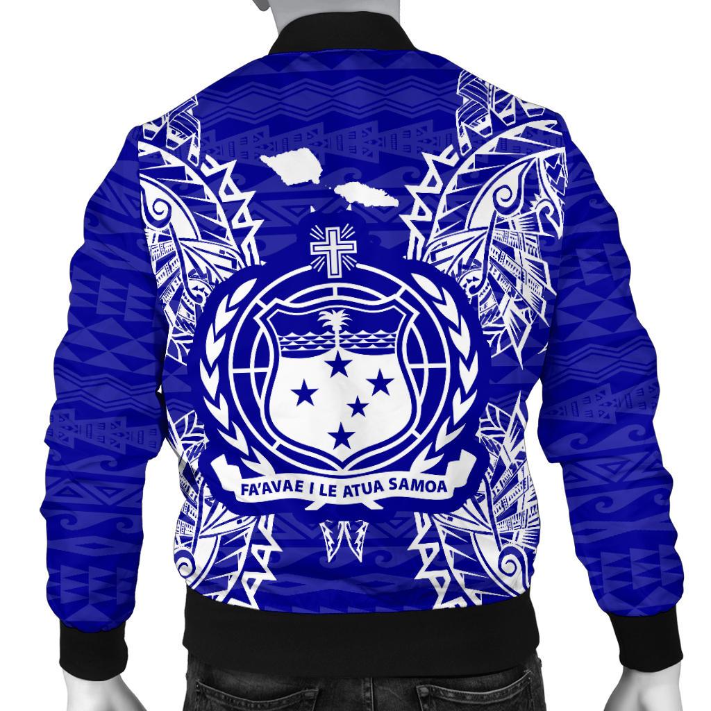 Samoa Polynesian Men's Bomber Jacket Map Blue - Polynesian Pride