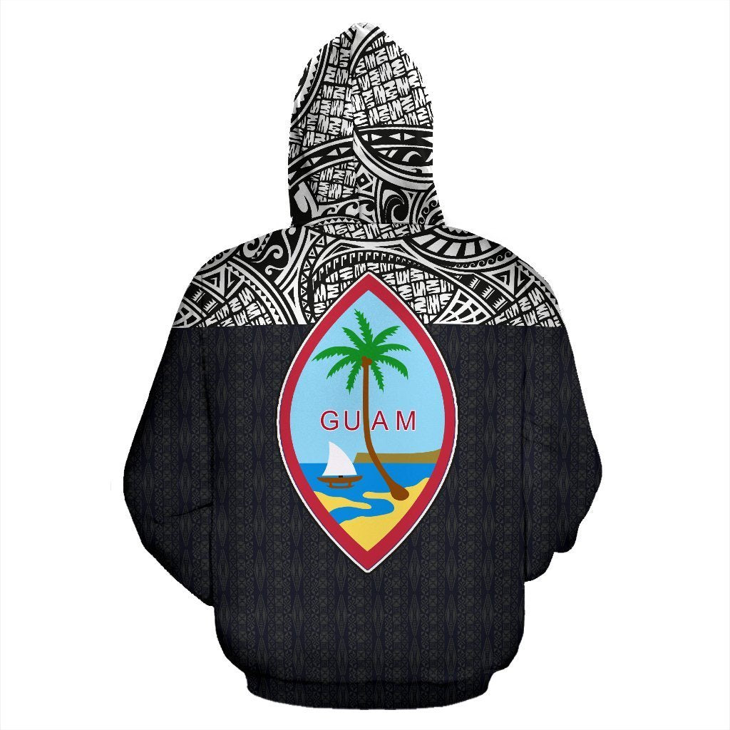 Guam All Over Zip up Hoodie Polynesian Black Version - Polynesian Pride