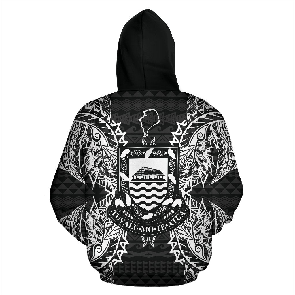 Tuvalu Polynesian All Over Zip up Hoodie Map Black - Polynesian Pride