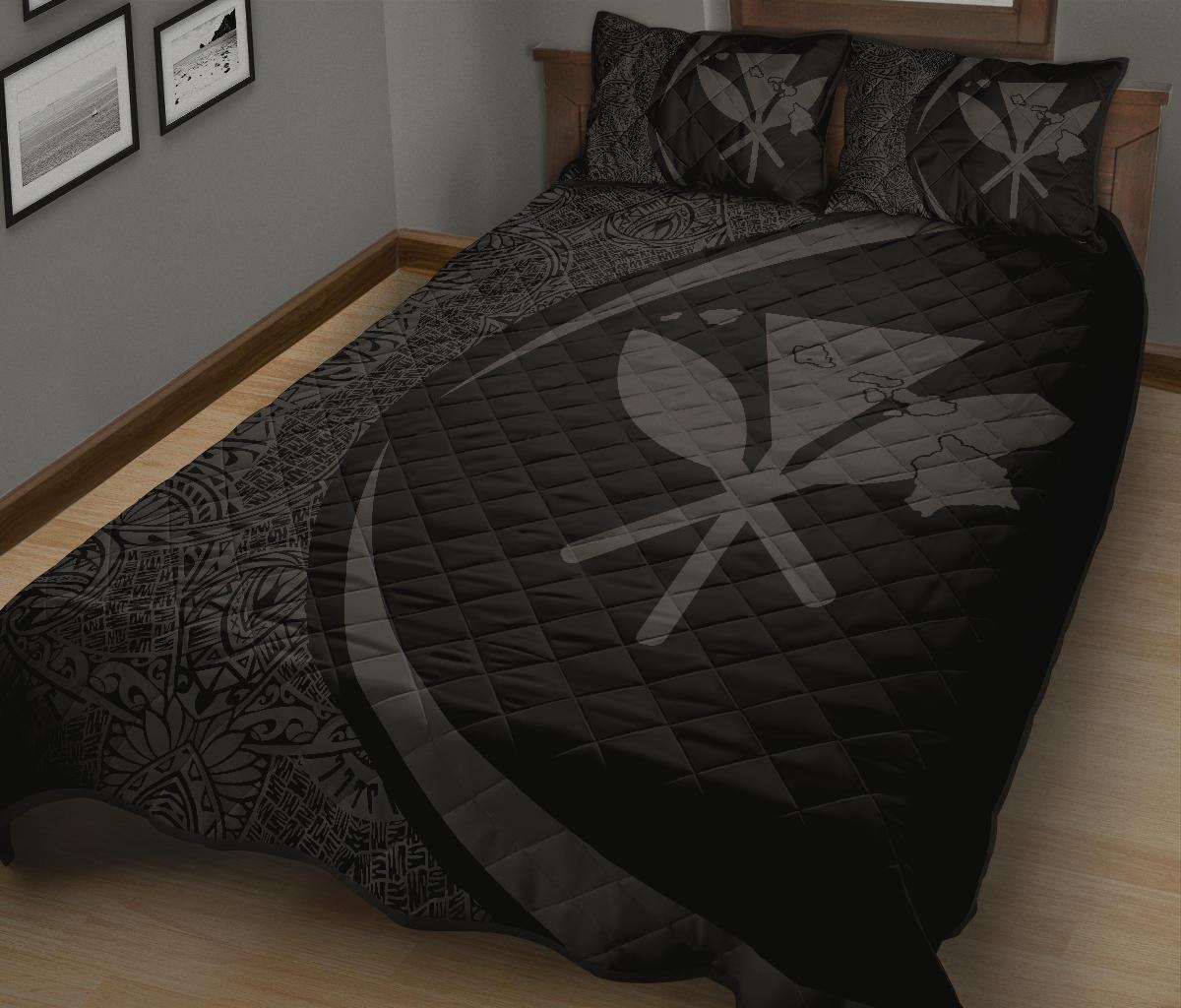 Hawaii Quilt Bed Set - Hawaii Kanaka Polynesian Quilt Bed Set-Circle Style Grey - Polynesian Pride