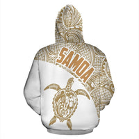 Samoa Zip up Hoodie Samoa Turtle Mermaid Polynesian Tattoo White Gold - Polynesian Pride