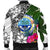 Federated States of Micronesia Men's Bomber Jacket White - Turtle Plumeria Banana Leaf - Polynesian Pride