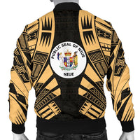 Niue Men Bomber Jackets - Polynesian Tattoo Gold - Polynesian Pride