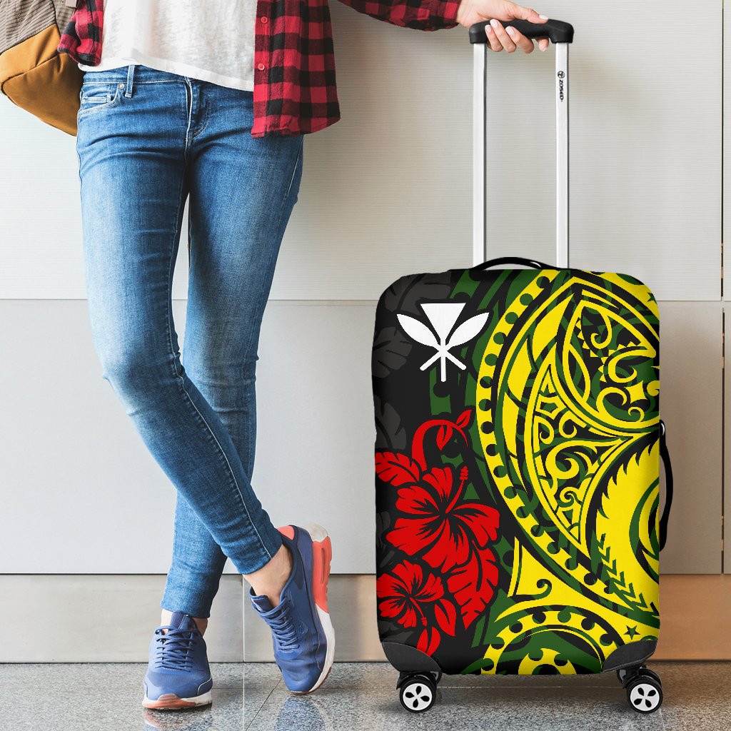 Hawaii Luggage Covers - Polynesian Patterns With Hibiscus Flowers YELLOW - Polynesian Pride