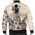 Cook Islands Men's Bomber Jacket - The Beige Hibiscus - Polynesian Pride