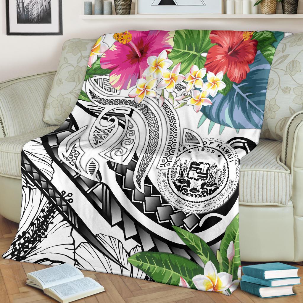 Polynesian Hawaii Premium Blanket - Summer Plumeria (White) - Polynesian Pride