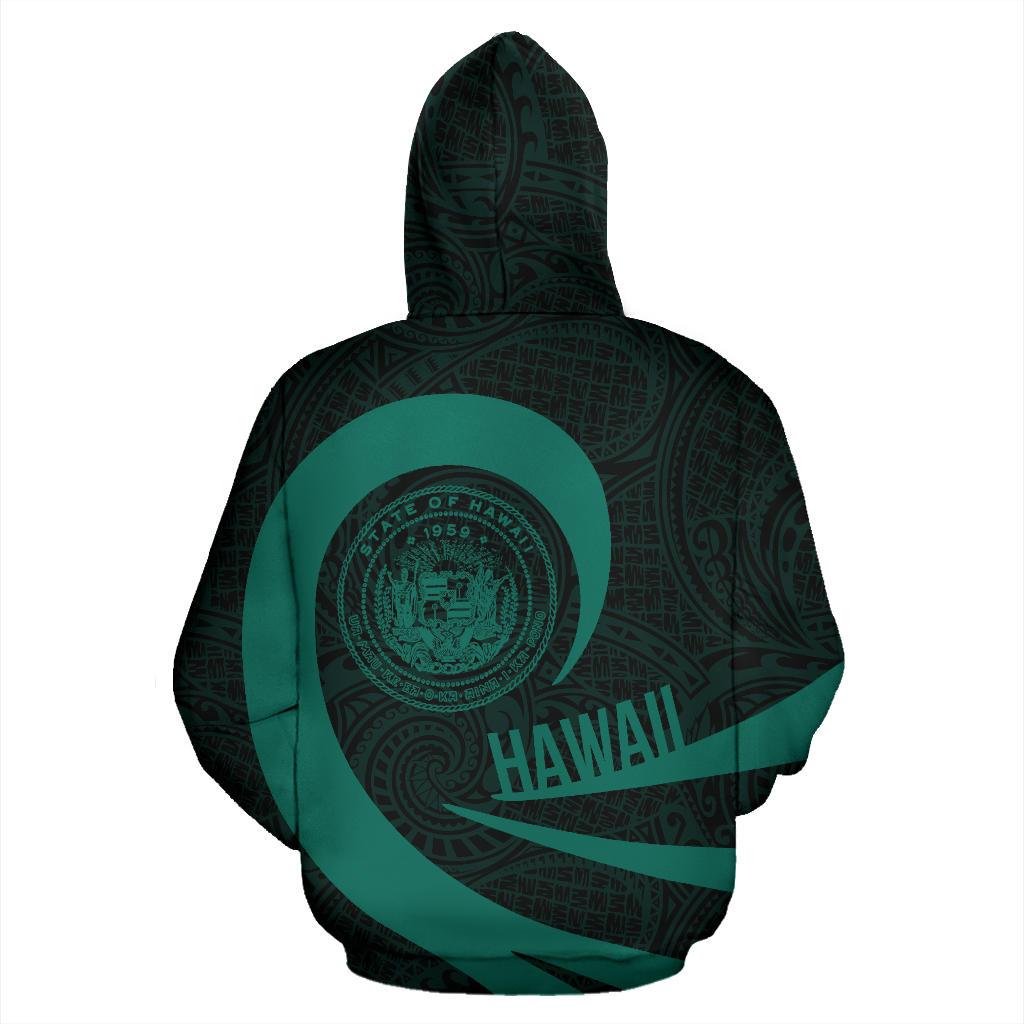 Hawaii Coat of Arms Roll In My Heart Zip up Hoodie Celadon - Polynesian Pride