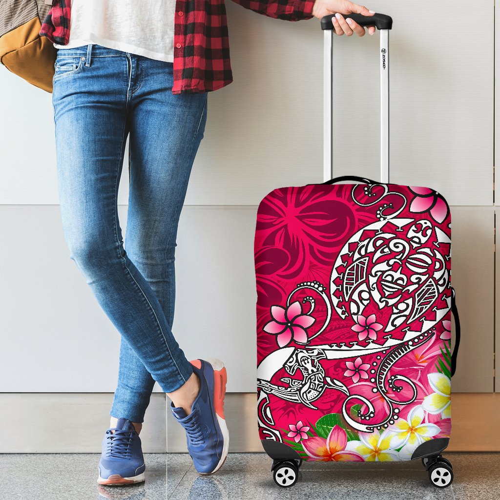 Polynesian Luggage Covers - Turtle Plumeria Pink Color Pink - Polynesian Pride