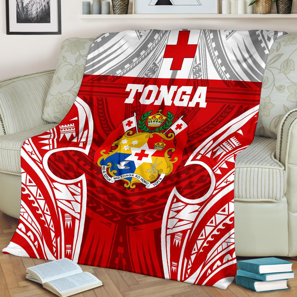 Tonga Polynesian Premium Blanket - Pattern With Seal Red Version - Polynesian Pride