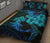 Hawaii Couple Shark Hibiscus Polynesian Quilt Bed Set - Blue - Mina Style - AH - Polynesian Pride