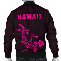 Hawaii Kakau Polynesian Hammerhead Shark Men's Bomber Jacket - Pink - Polynesian Pride