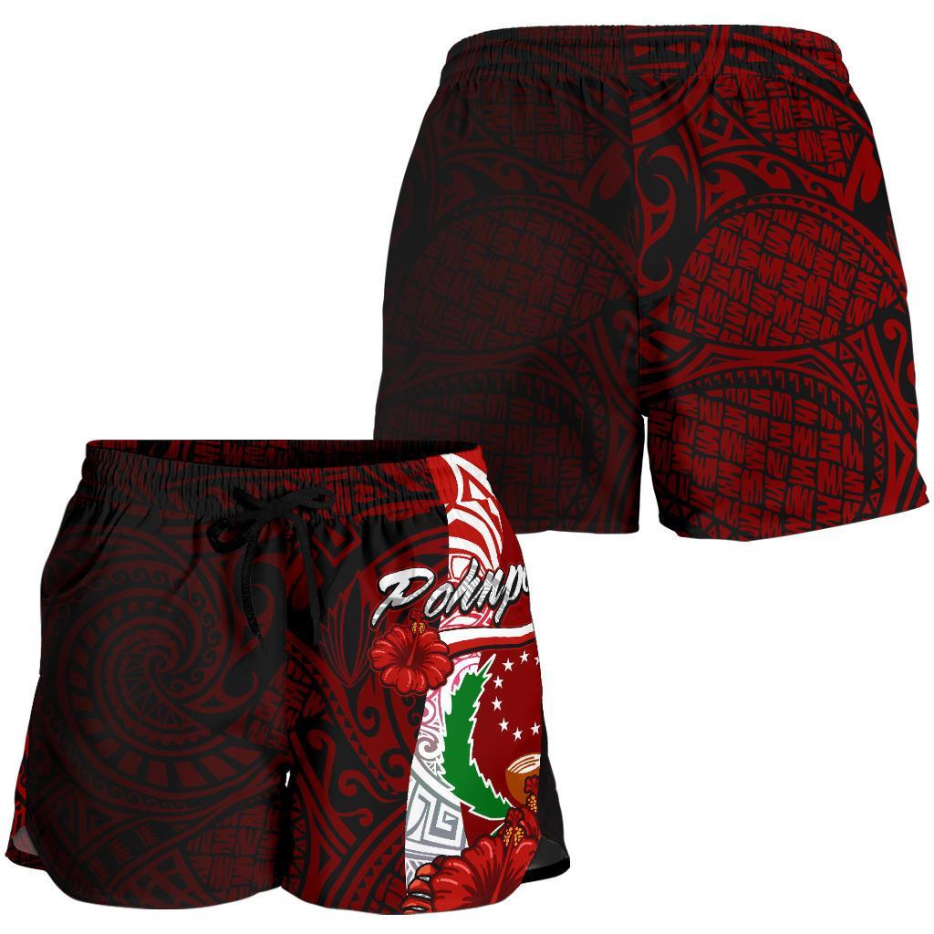 Pohnpei Micronesia Women's Shorts - Coat Of Arm With Hibiscus - Polynesian Pride