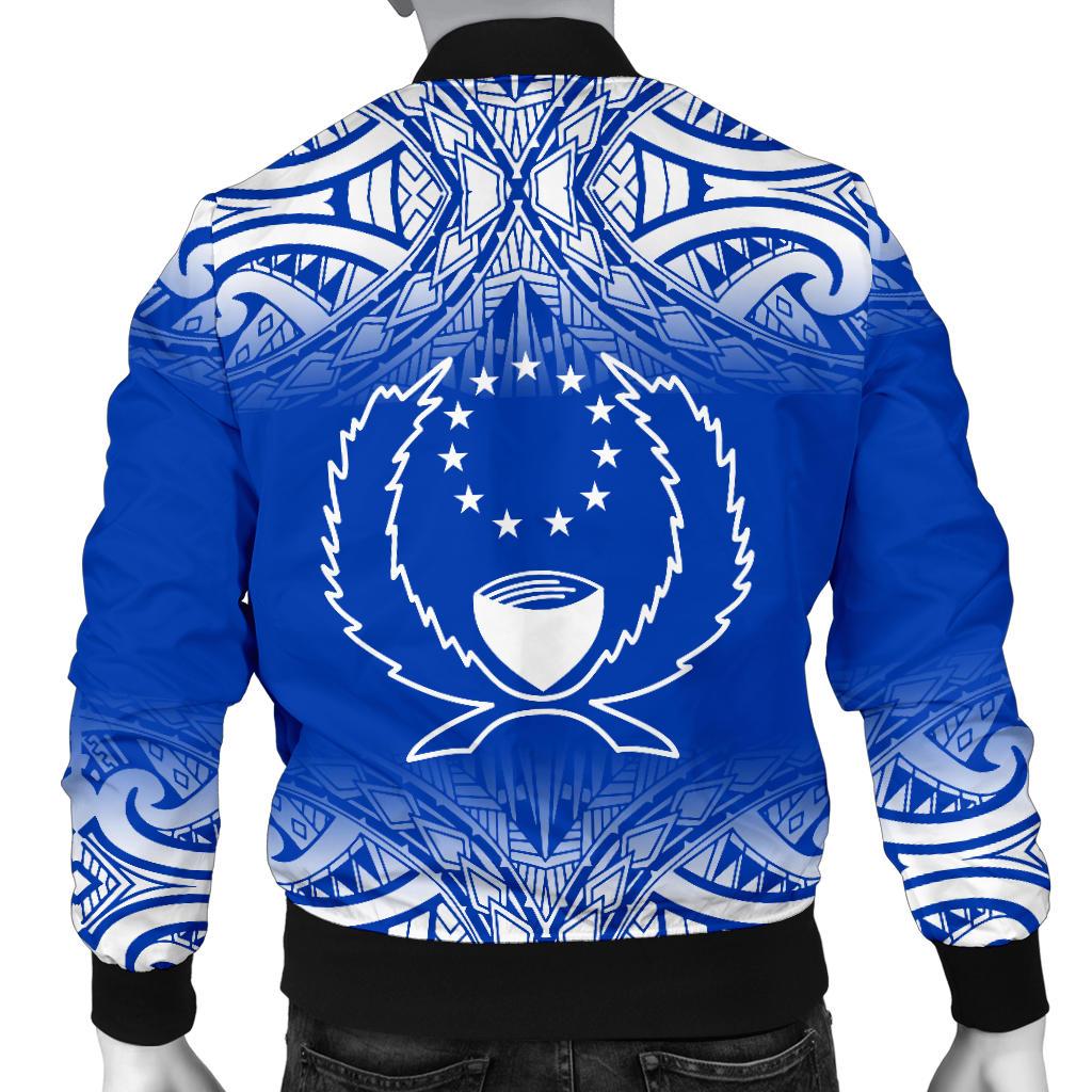 Pohnpei Men's Bomber Jacket - Fog Blue Style - Polynesian Pride