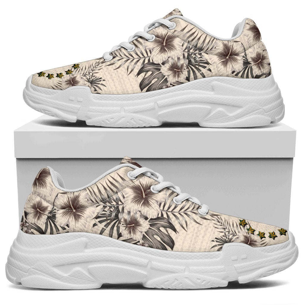 Cook Islands Chunky Sneakers - The Beige Hibiscus - Polynesian Pride