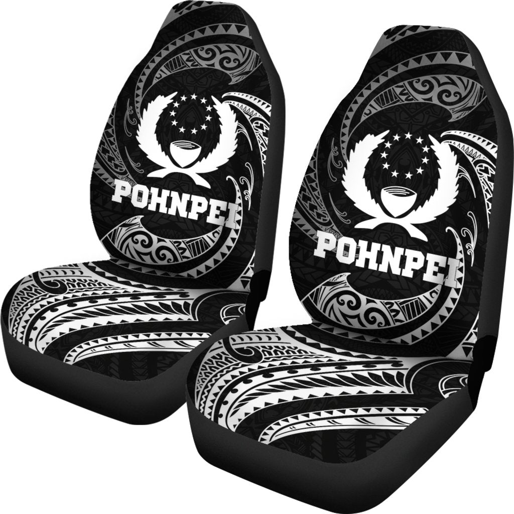 Pohnpei Micronesia Car Seat Covers - White Tribal Wave - Polynesian Pride