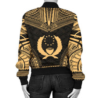 Pohnpei Polynesian Chief Women'S Bomber Jacket - Gold Version - Polynesian Pride