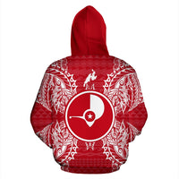 Yap Polynesian All Over Zip up Hoodie Map Red White - Polynesian Pride