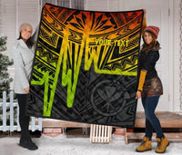 Hawaii Personalised Premium Quilt - Kanaka Maoli With Polynesian Pattern In Heartbeat Style (Reggae) - Polynesian Pride