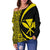 Kanaka Hawaii Map Yellow Polynesian Off Shoulder Sweater - Circle Style - Polynesian Pride