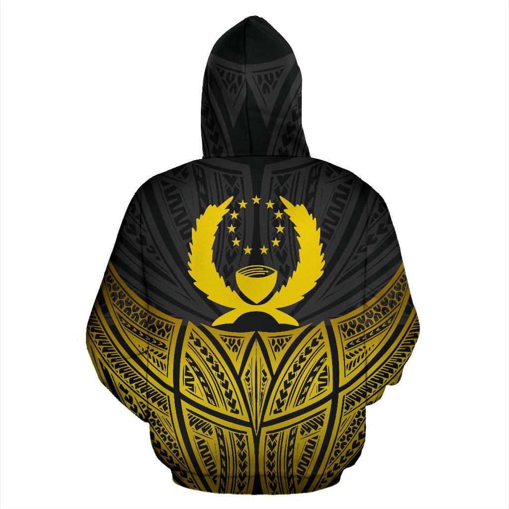 Pohnpei Polynesian Custom Zip up Hoodie Gold Pride Map and Seal - Polynesian Pride