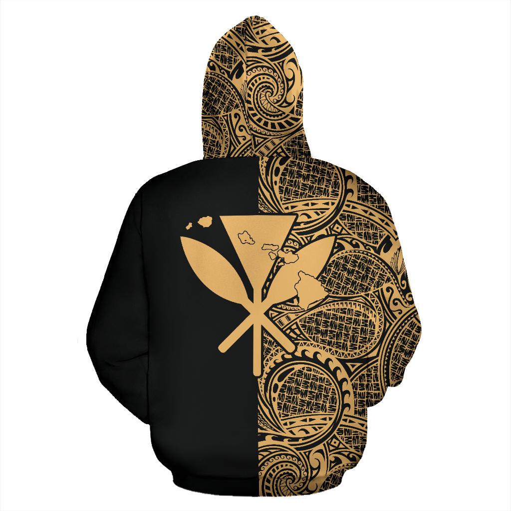 Hawaii Kanaka Polynesian Zip up Hoodie The Half Gold - Polynesian Pride