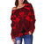 Samoa Polynesian Women's Off Shoulder Sweater - Samoa Red Seal with Polynesian Tattoo - Polynesian Pride