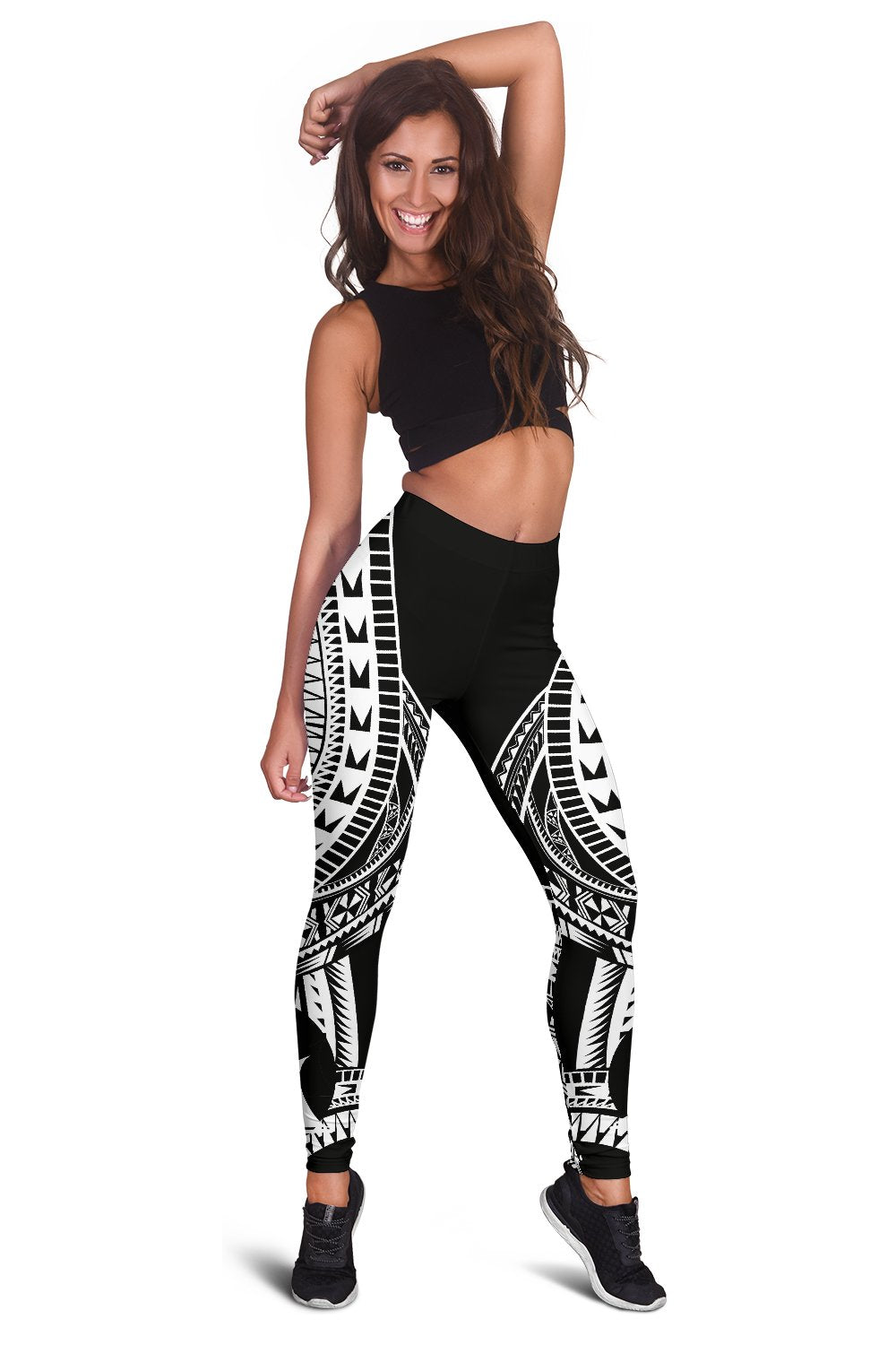 Tokelau Women Leggings Polynesian Pattern Black - Polynesian Pride