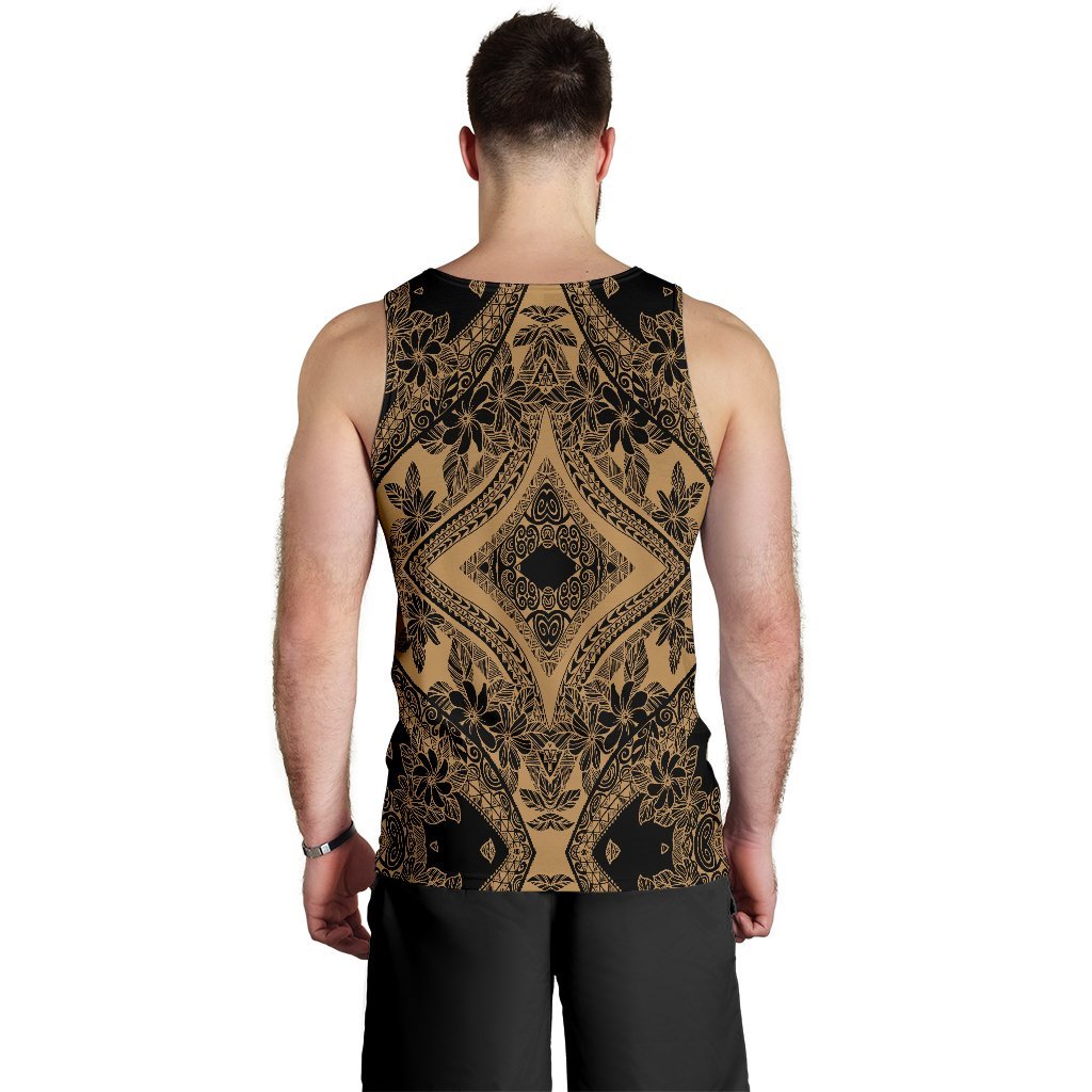 Polynesian Plumeria Mix Gold Black Hawaii Men's Tank Top - Polynesian Pride