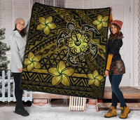 Hawaii Mix Polynesian Turtle Plumeria Premium Quilt - AH - Nick Style - Yellow - Polynesian Pride