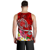 Hawaii Men's Tank Top - Turtle Plumeria Polynesian Tattoo Red Color - Polynesian Pride