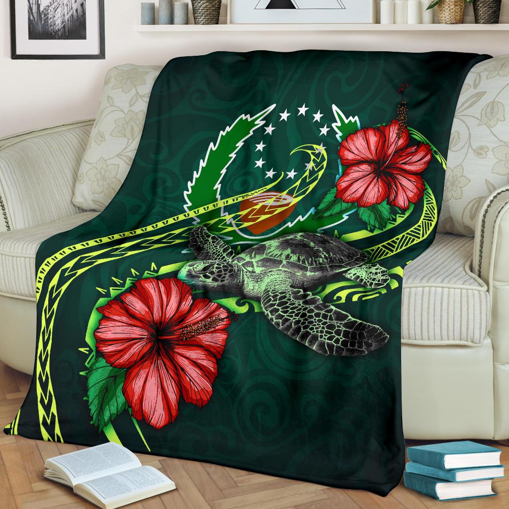 Pohnpei Polynesian Premium Blanket - Green Turtle Hibiscus - Polynesian Pride