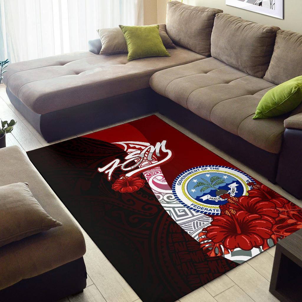 Federated States Of Micronesia Polynesian Area Rug - Coat Of Arm With Hibiscus - Polynesian Pride