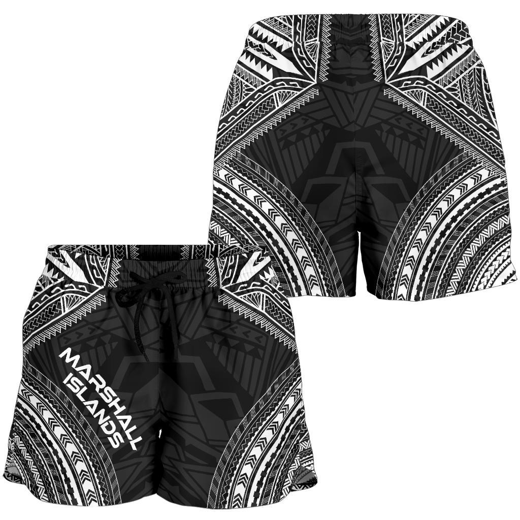 Marshall Islands Women's Shorts - Polynesian Chief Black Version - Polynesian Pride