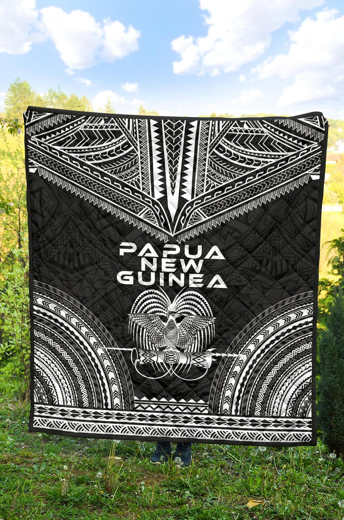 Papua New Guinea Premium Quilt - Papua New Guinea Coat Of ArmsPolynesian Chief Black Version - Polynesian Pride