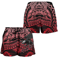 Samoa Polynesian Custom Personalised Women's Shorts - Eagle Tribal Pattern Red - Polynesian Pride