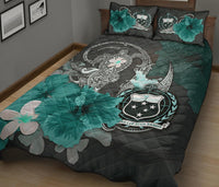 Samoa Quilt Bed Set - Hibiscus Turtle Tribal Turquoise - Polynesian Pride
