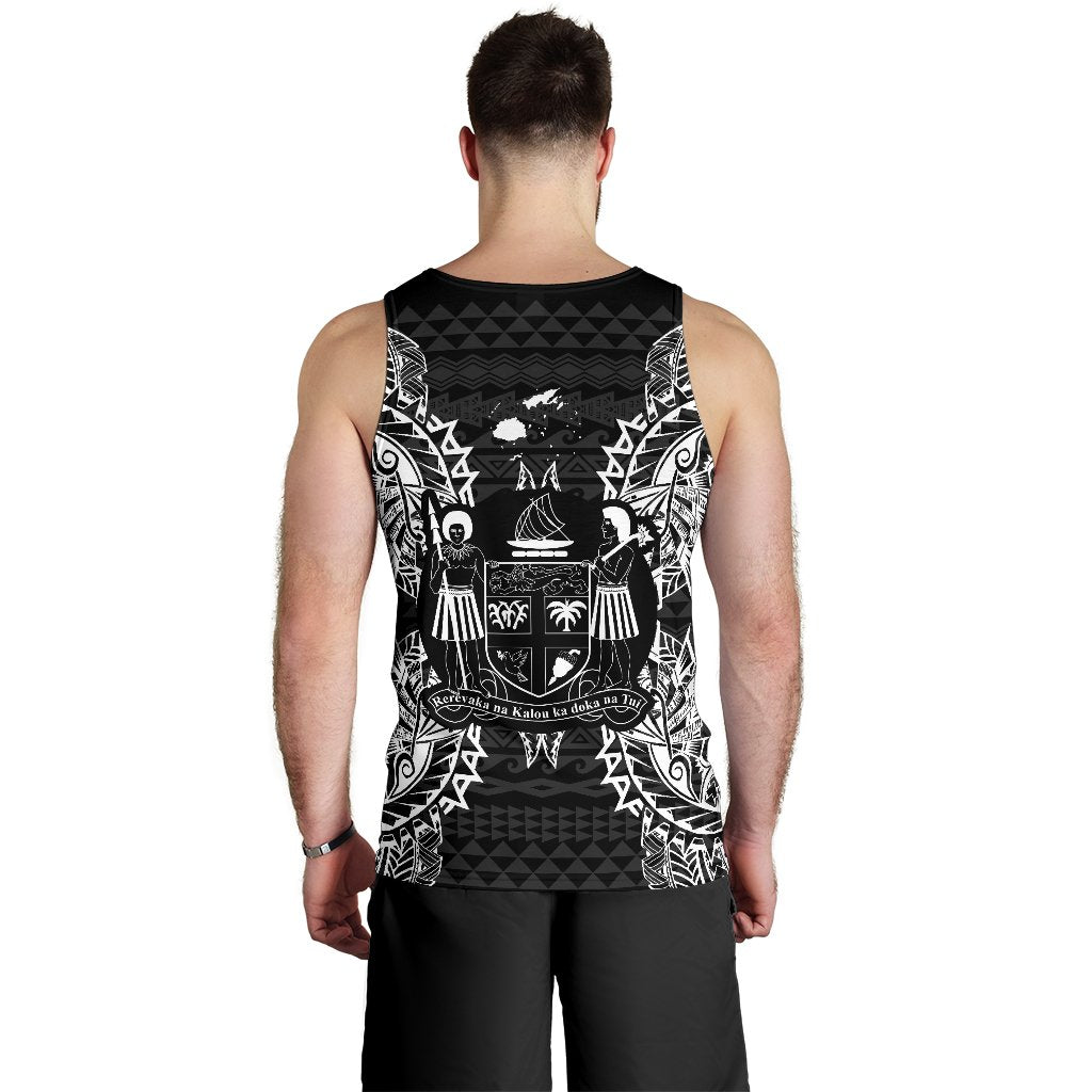 Fiji Polynesian Men Tank Top Map Black - Polynesian Pride